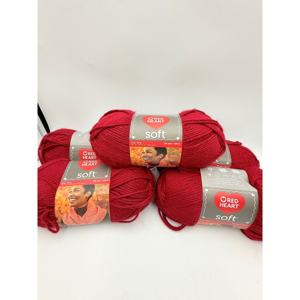 Red Heart Soft Yarn Wine 4603 Medium 4 Worsted 100% Acrylic 5oz 4 Skeins Lot